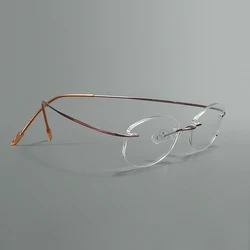 Titanium Lightweight Oval Spectacle Men Women Colorful Flexible Rimless Glasses Frame For prescription Lens With Medical Recipe