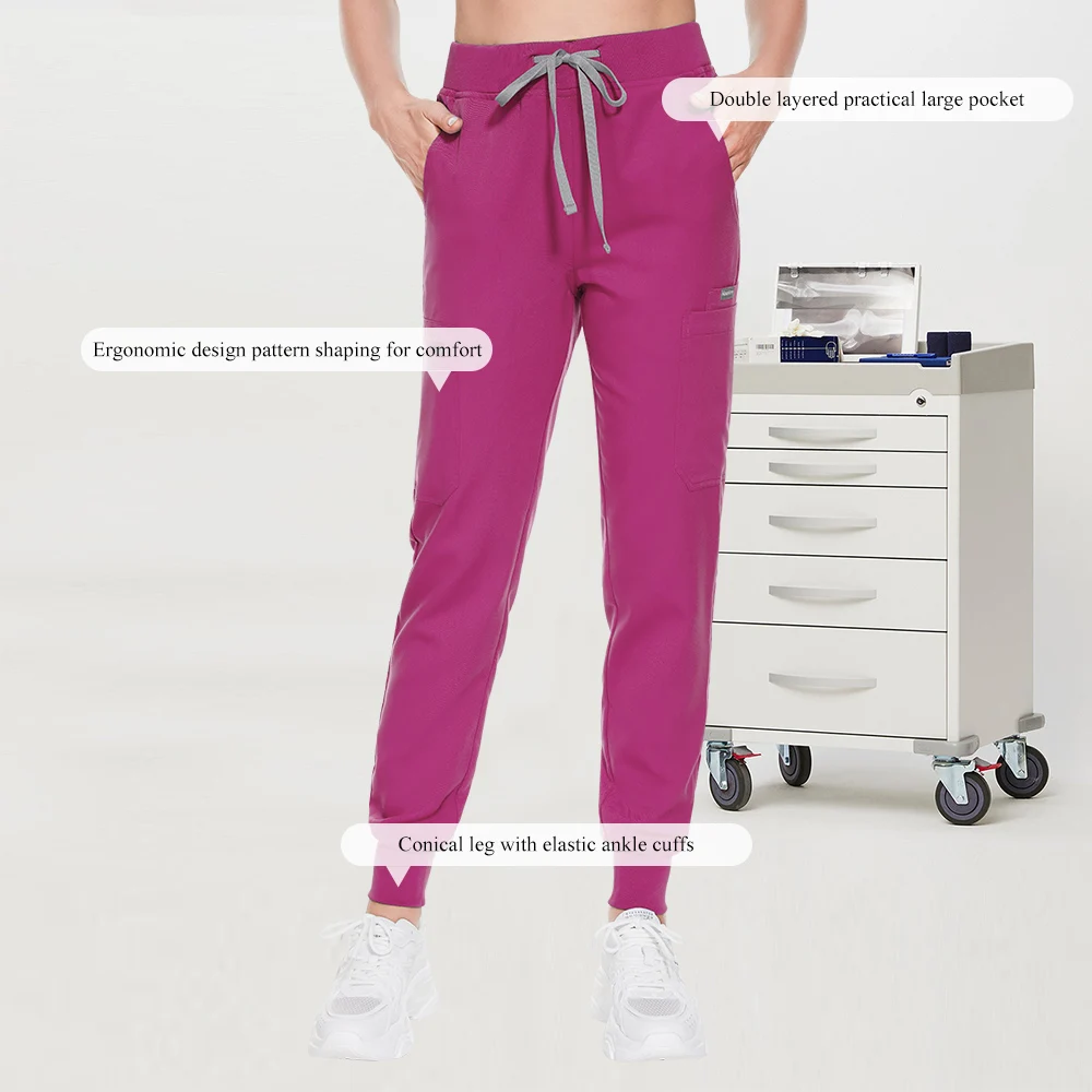 Scrub Jogger Pant Women Medical Nurse Work Bottoms Wholesale Slim Fit Stretch Health Service Nursing Trousers Clinic Doctor Pant