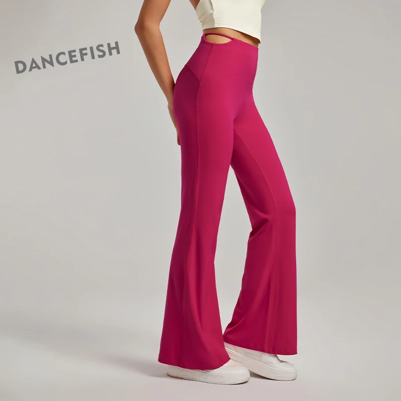 

DANCEFISH Hip-Lifting Slim Activewear Sexy Straight Leg All-Match High Waist Micro-Sportswear Fitness Yoga Casual Pants