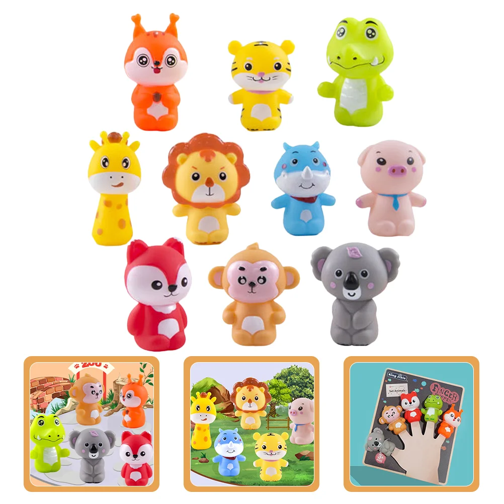 

2 Sets Finger Toy Toddler Animal Puppets for Talking Story Filling Vinyl Animals Children Telling