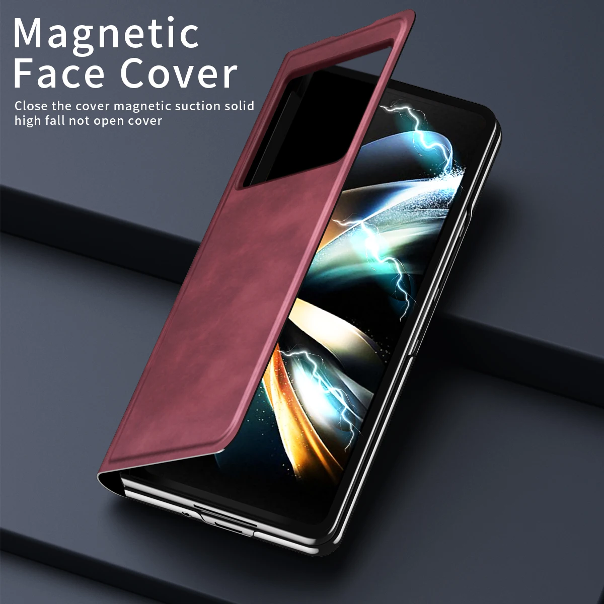 Magnetic Suction Cover Folding Case For Xaiomi Mix Fold 2 High-end Business Holster For Mi Mix Fold 2 With Hidden Bracket