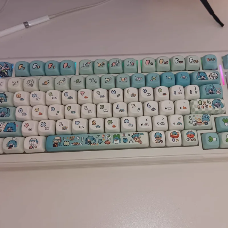 Imagem -06 - Acessórios de Teclado Mecânico Personalizados Miku Keycap Bonito Aplicável 61 64 68 84 87 96 98 100 104 108 Chave 131 Chave Alta Qualidade