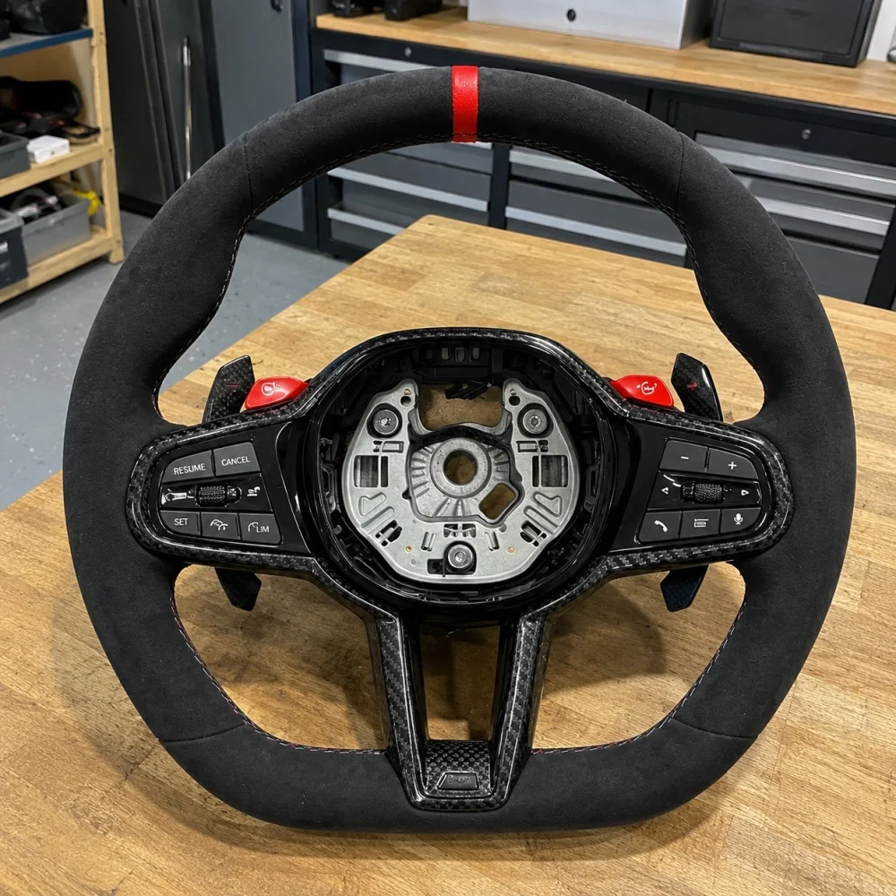 Volante Esportivo de Camurça Personalizado para BMW G82 G42 G21 G80 G07 G30 G87 F90 F80 F86 - Acessórios de Interior Automotivo