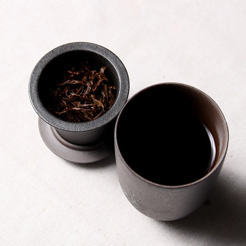 

Coarse pottery tea set, filtered office with lid, single-person tea cup