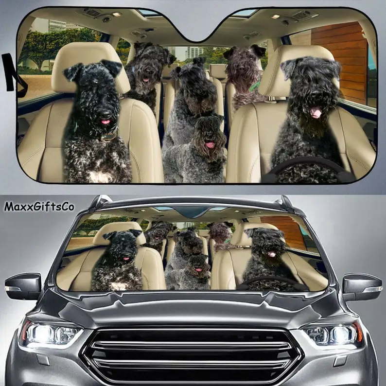 Kerry Blue Terrier Car Sun Shade, Dogs Windshield, Dogs Family Sunshade, Dog Car Accessories, Car Decoration, Gift For Dad, Mom