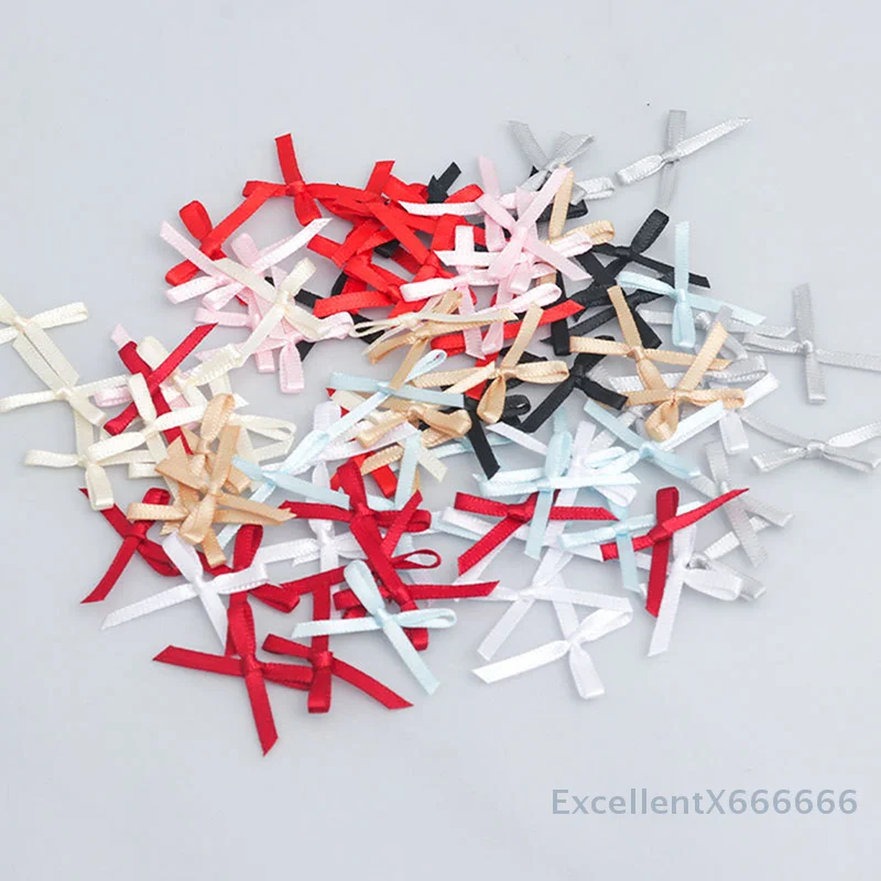 100pcs 20mm-30mm  DIY CraftsEmbellishment Crafts Accessory Decoration Supplies Small Size Satin Ribbon Bow Flower