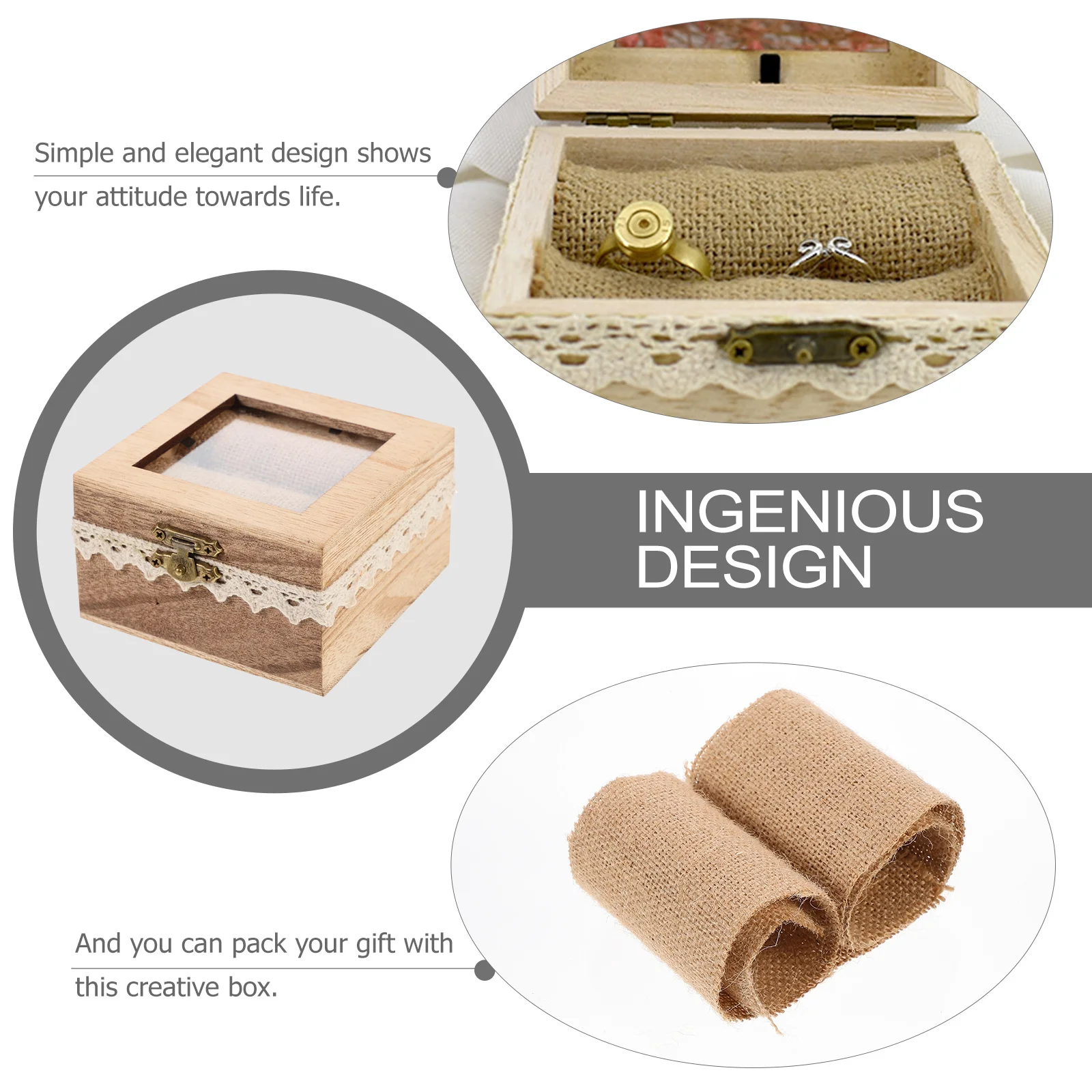 

Wooden Proposal Ring Case Durable Jewelry Storage Organizer for Rings Necklaces Bracelets Gifts Decorative Ring Box