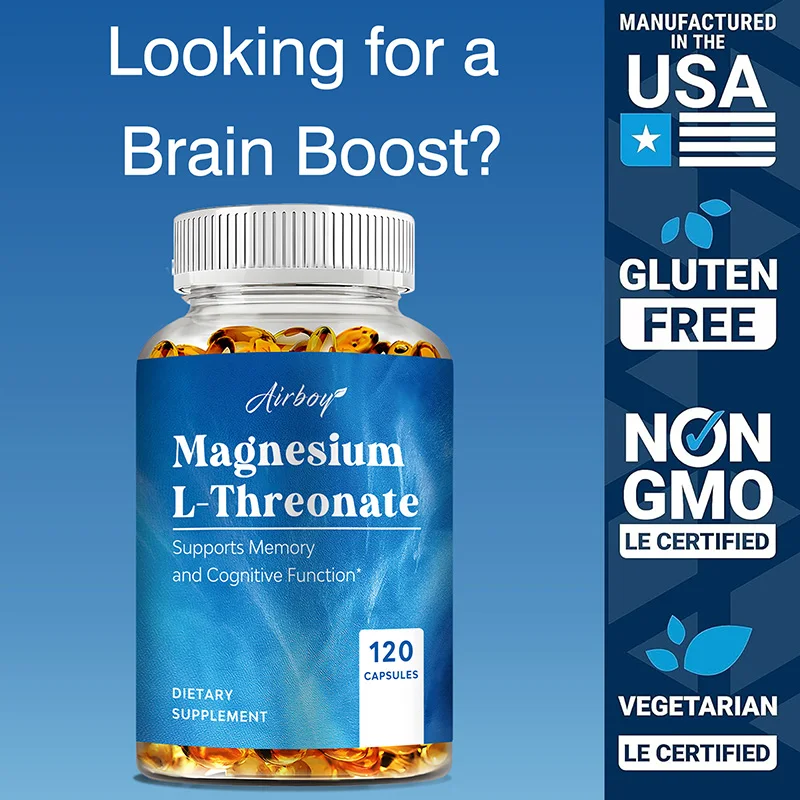 Magnesium L-threonate - Promotes Brain Health, Enhances Memory, Concentration & Cognition, Boosts Nerve Energy