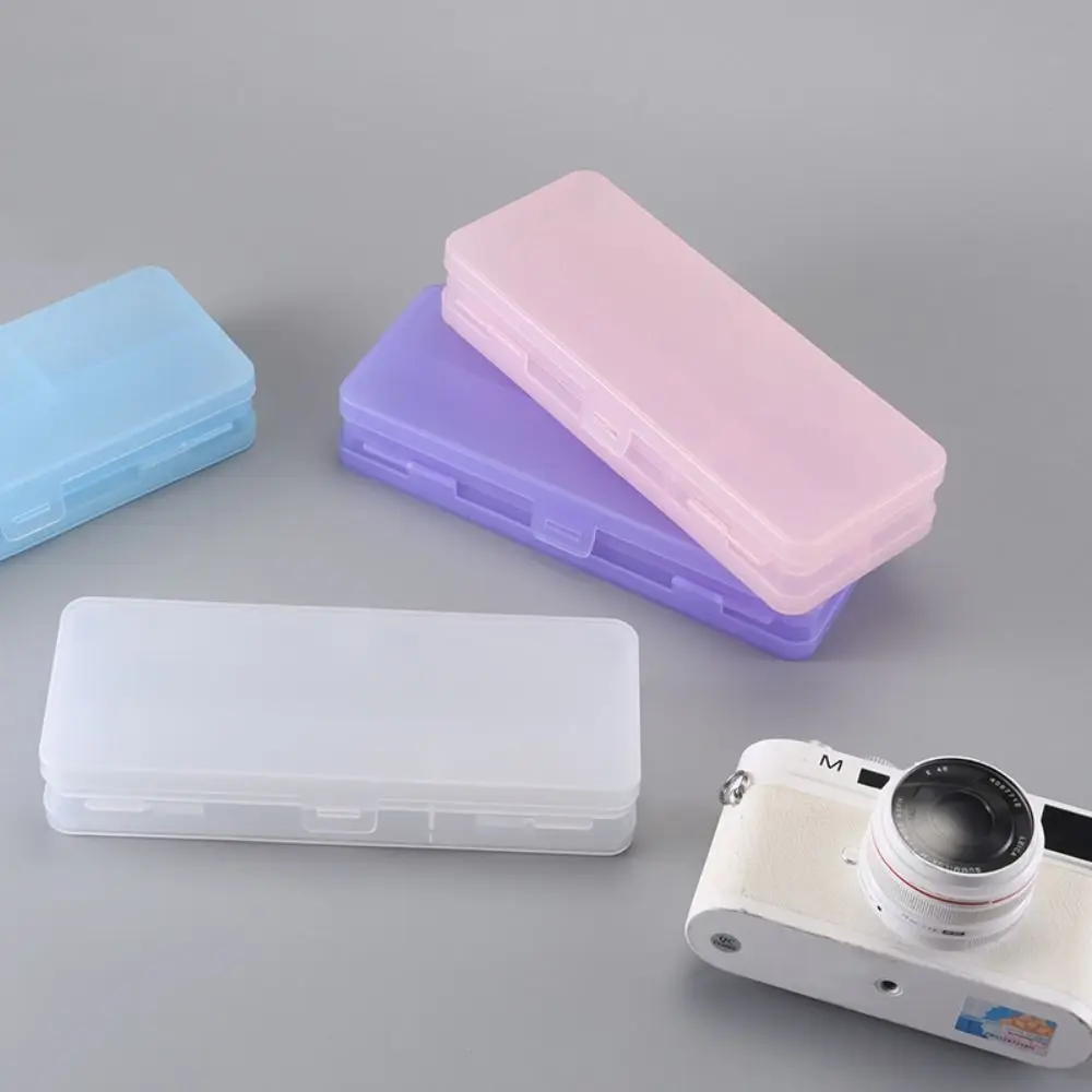 Plastic Transparent Pencil Case Storage Box Macaron Dual-Layer Pencil Box Large Capacity Dustproof Simple Pen Case