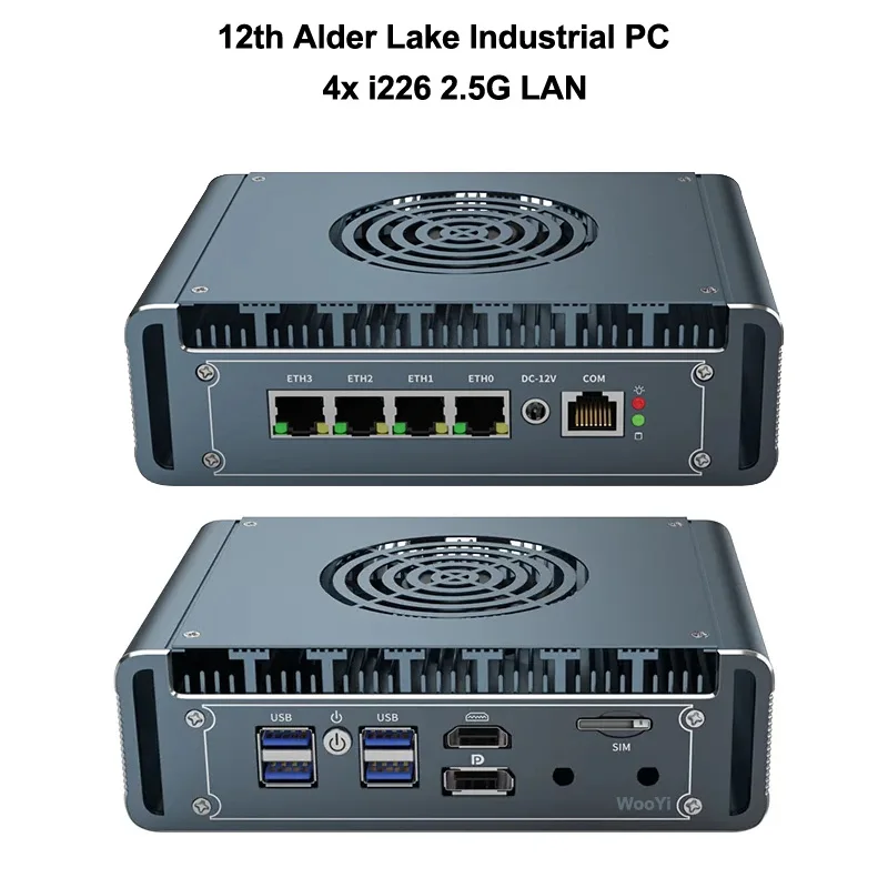 Fanless Mini PC Alder Lake Intel Core i7 1265U i5-1235U Pentium Gold 8505 4x Intel i226V 2.5G LAN DDR4 pfSense Firewall Router