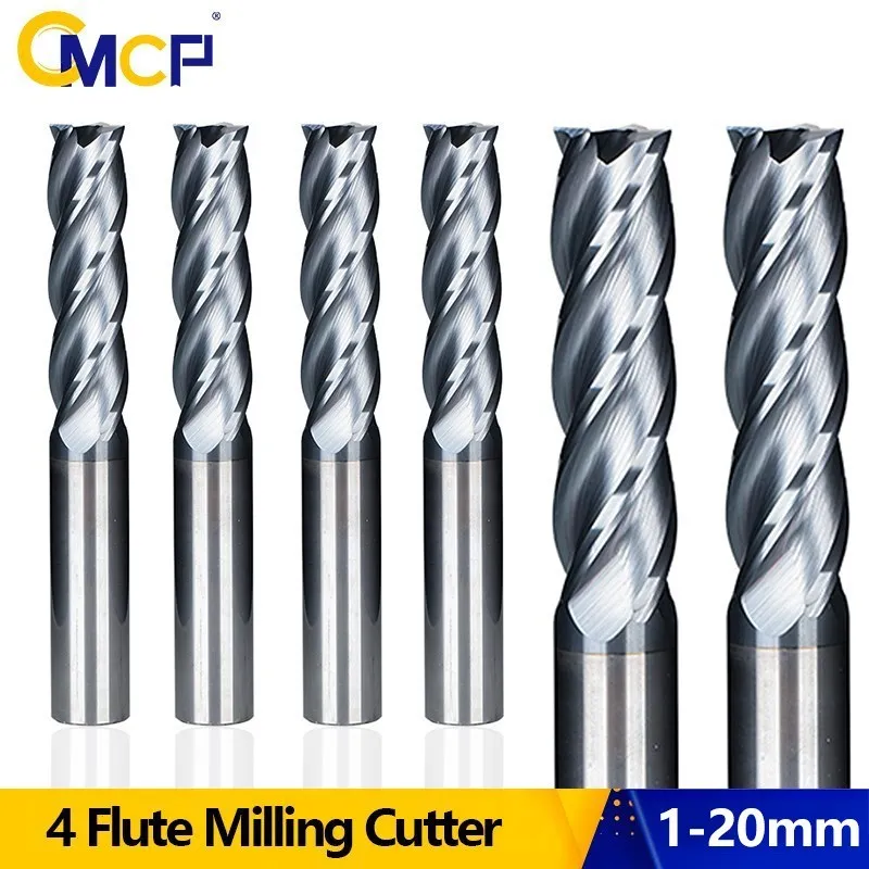 

CMCP Milling Cutter 4 Flute Milling Cutter Router Bit 1-20mm HRC 50 Carbide End Mill TiALN Coated CNC Machine Milling Tools