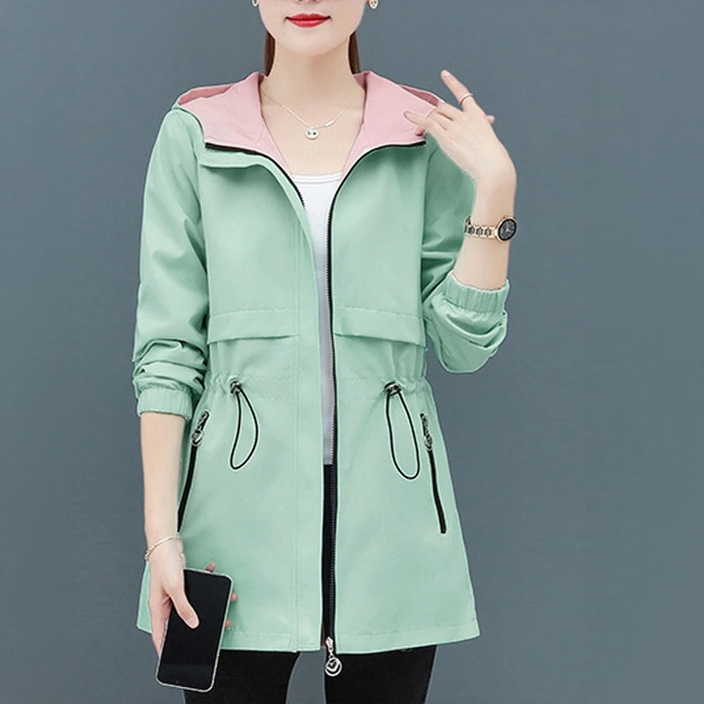 

Women's Elegant Chic Contrast Color Hooded Trench Coat Winter Modern Daily Long Sleeve Autumn Windbreaker
