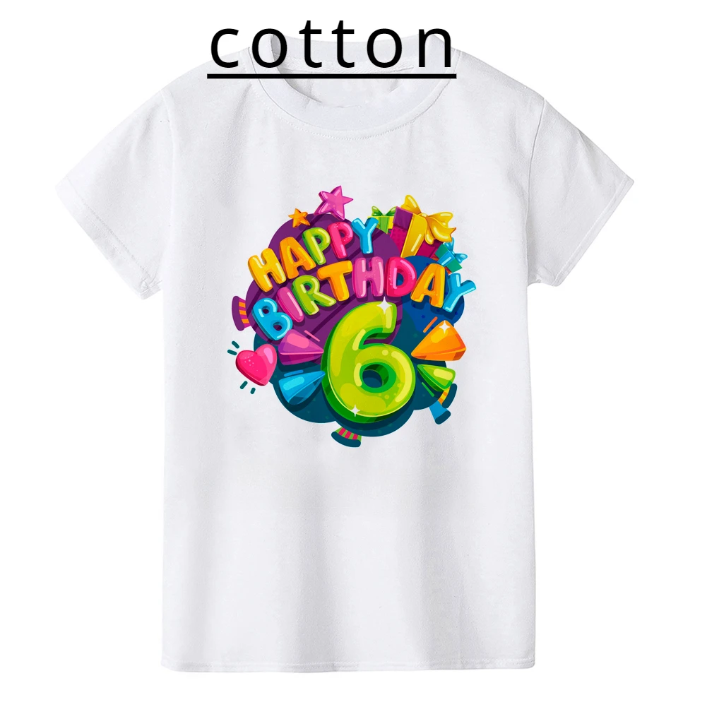 Summer Girl Boy Birthday Gift Cartoon Cotton T Shirt Number 1 2 3 4 5 6 7 8 9 Graphic Kids Clothes Children T-shirts Baby Tees