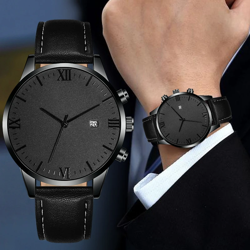 2Pcs Men's Watch Set, Business Light Luxury, Nice Gift For Ramadan, Eid Al-Fitr, Christmas, Anniversary, Back To School Season