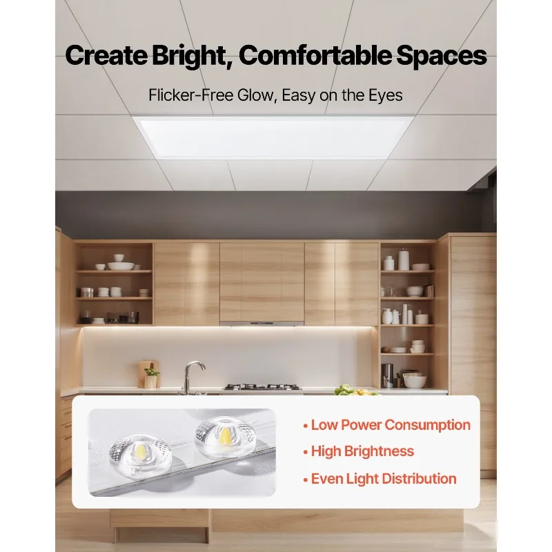 1x4 قدم LED ضوء لوحة مسطحة 5700LM تركيب المصابيح السقف 3000K/4000K/5000K 2 قطعة