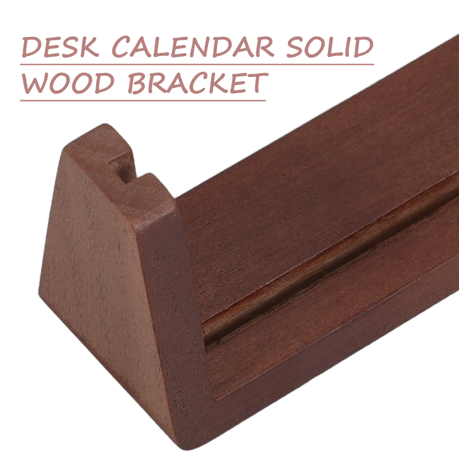 Wooden Desktop Holder Natural Wood Grain Stable Structure 6.4x2.4x1.9 Inch Wood Calendar Stand Monthly Calendar Card Holder