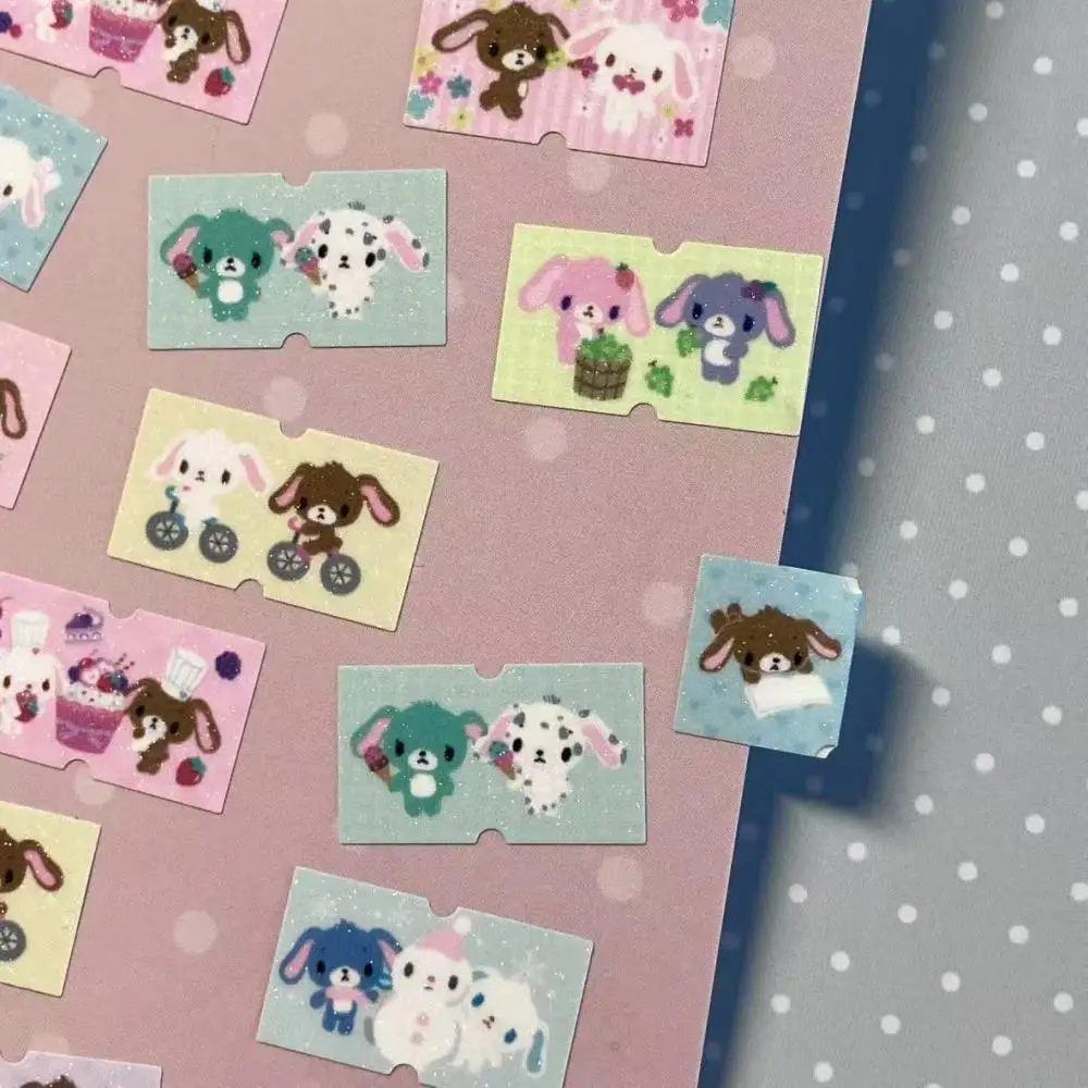Sanrio 디저트 토끼 미니 깜박임 라벨 스티커 씰링 테이프 가격 스티커 핸드 계정 데스크탑 diy 장식 소녀 장난감 선물