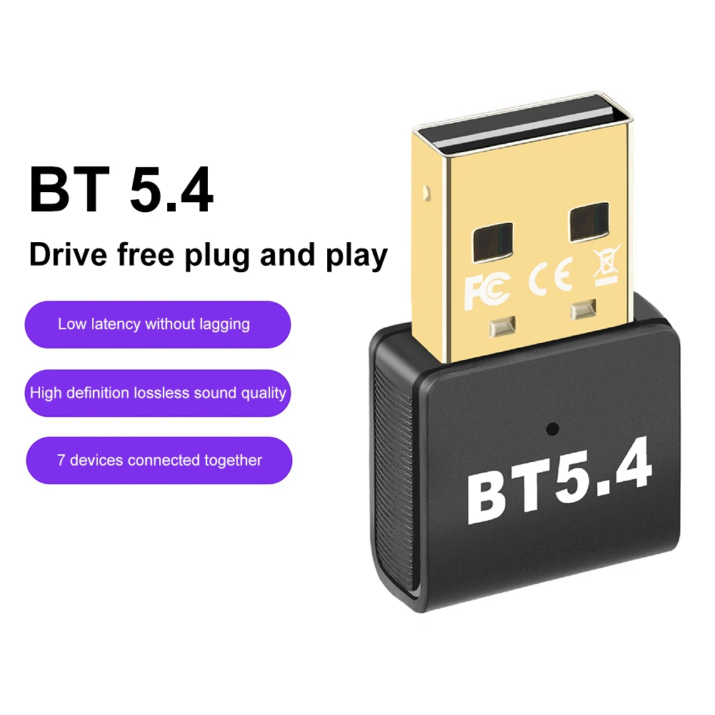 USB Bluetooth 5.4 Adapter Audio Transmitter Bluetooth Receiver Wireless USB Adapter Dongle for PC Laptop Keyboard Mouse Earphone