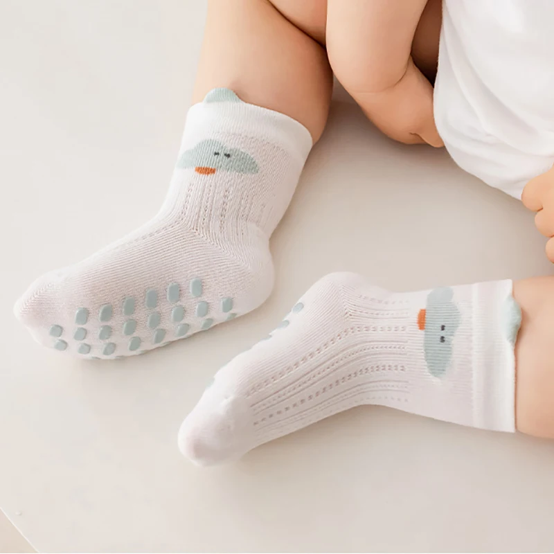 New Spring Summer Baby Socks Cute Cartoon Newborn Toddler Kid Mesh Non-slip Mid Sock Cotton Girl Boy Boneless Floor Socks 0-5Y
