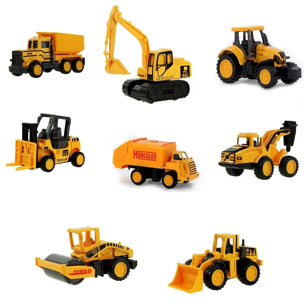 8 types Mini Construction Engineering Car Dump-car Dump Truck Model Christmas Gift Diecast  Classic Toy