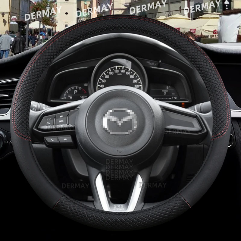 

Для Mazda 2 Mazda2 DY DE/DH DJ/DL DERMAY чехол рулевого колеса автомобиля PU кожаные Нескользящие автомобильные аксессуары быстрая доставка