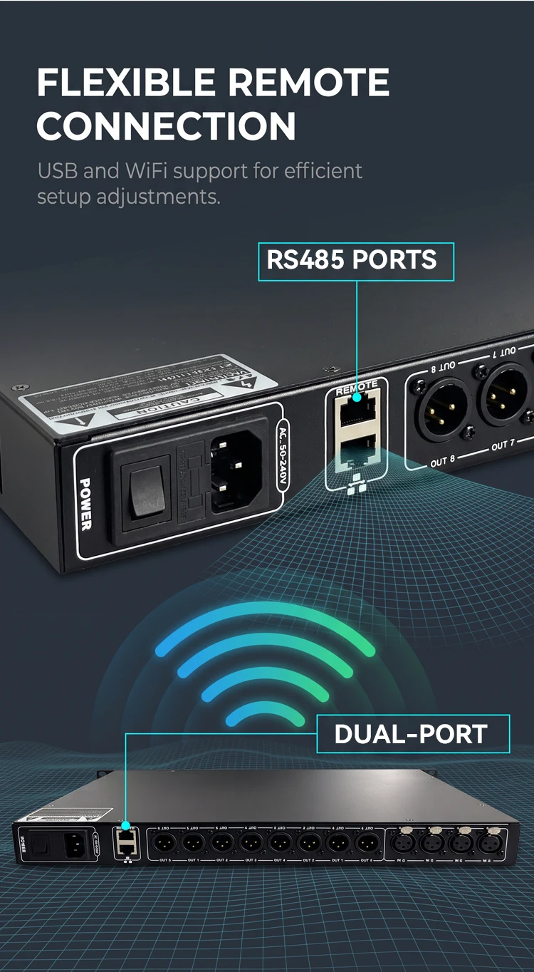 Paulkitson DA48 Professioneller Digitaler Audioprozessor 4-Eingänge 8-Ausgänge DSP FIR Lautsprecher-Management-System für Live-Bühnenauftritte – Detail 11