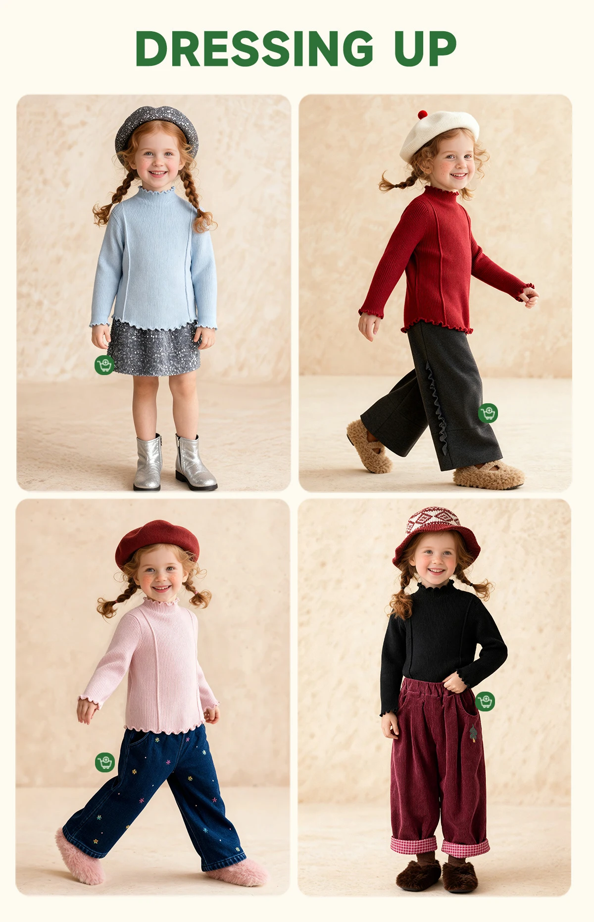 Amila Kids 2026 Winter Mädchen Strickshirt Top Grau Rosa Reisrot Schwarz Rüschen Halbhoher Kragen Weich Nicht hautverletzend – Detail 2
