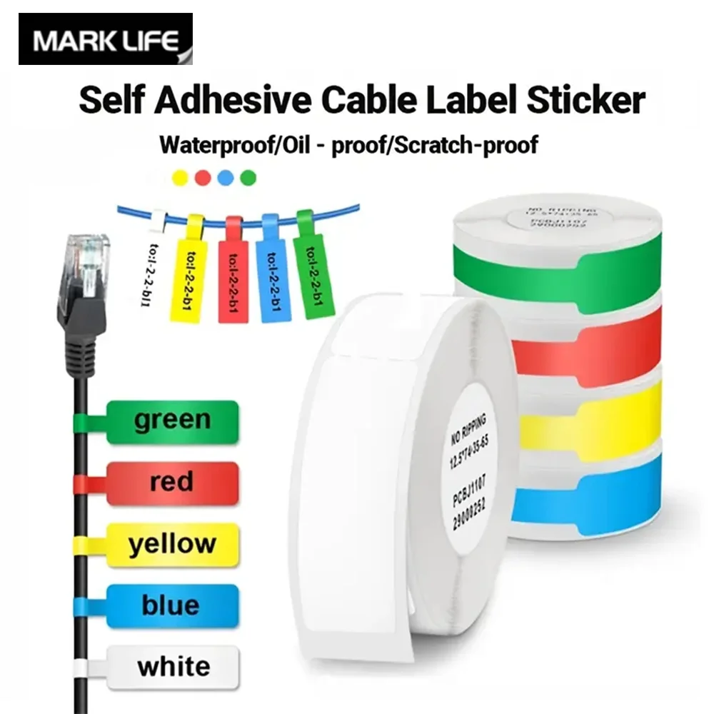 Marklife Thermal Printer Cable Labels Waterproof Tear-Resistant Replacement Stickers Compatible with P15/M1/P12 for Office Home