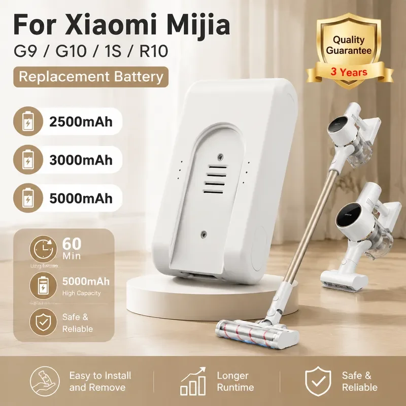 25.2V 5000mAh Rechargeable Lithium-Ion Battery Pack for Xiaomi Mijia Dreame G9 G10 R10 1S Wireless Vacuum