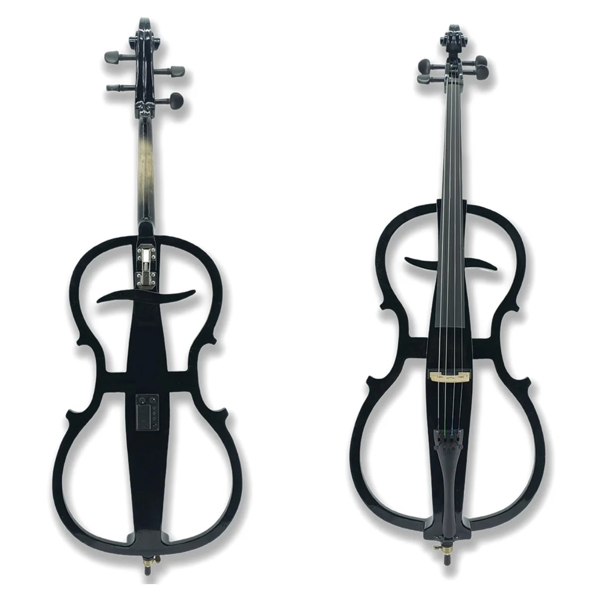 4/4 Full Size New Electric Cello Solid Wood Ebony Fittings Case Bow Silent nice Unbleached Genuine Mongolian Horsehair