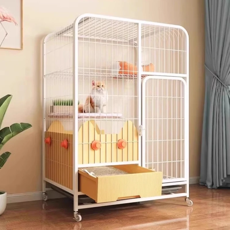 

Cat Cage Household Indoor Cat Villa with Toilet Integrated Large Free Space
