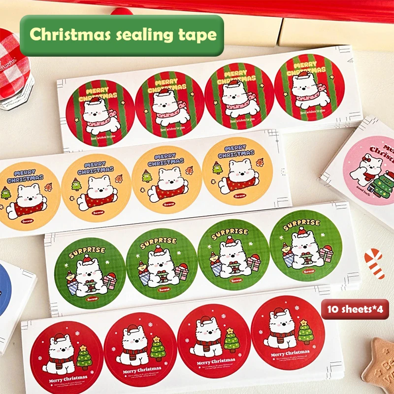 

40Sheets Cartoon Cute Christmas Sealing Stickers Teacher Reward Students Stickers Self-adhesive Gifts Packaging Stickers