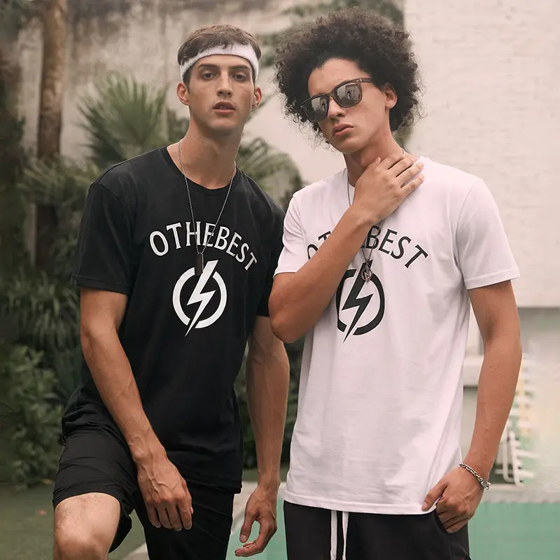 MIRACLEKILLxOTHEBEST Collaboration Simple Lightning Logo Printed T-shirt Trendy Couple Short-sleeved