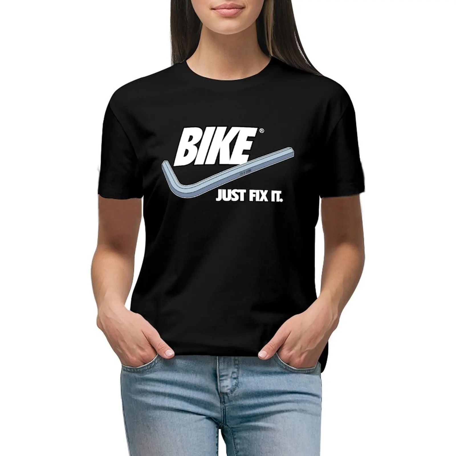 

BIKE - Just Fix It Light T-Shirt korean fashion animal print shirt for girls heavyweights tops funny t shirts for Women