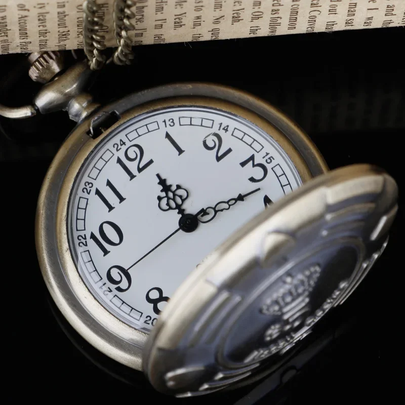 Macau Casino Thema Vintage Brons Quartz Zakhorloge Met Ketting Hanger Voor Mannen En Vrouwen Relojes De Bolsillo