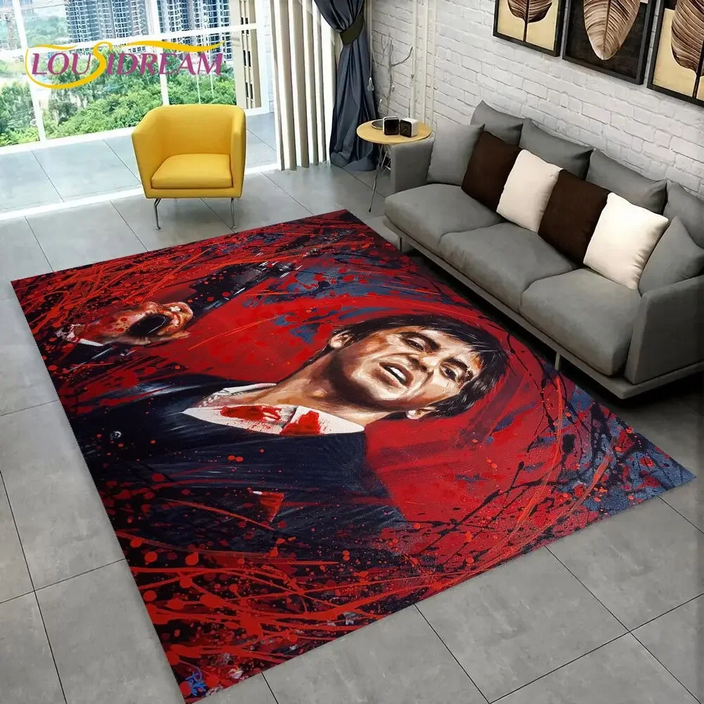 

Килимок с 3D-печатью Movie Scarface Tony, большой ковер для гостиной, спальни, дивана, коврик для декора, детский нескользящий напольный коврик