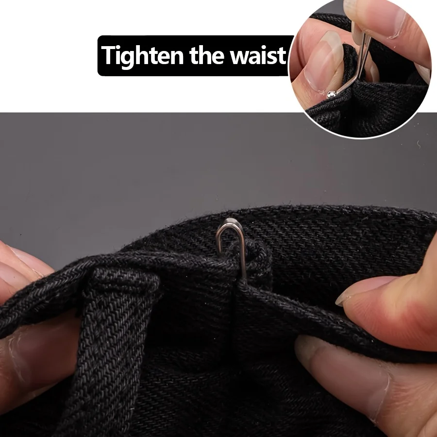 10 Stück Unsichtbare Metall-Taillenklammern, Verstellbare Knopfklammern für Jeans und Kleidung, U-förmige Revers-Broschenklammern – Detail 4