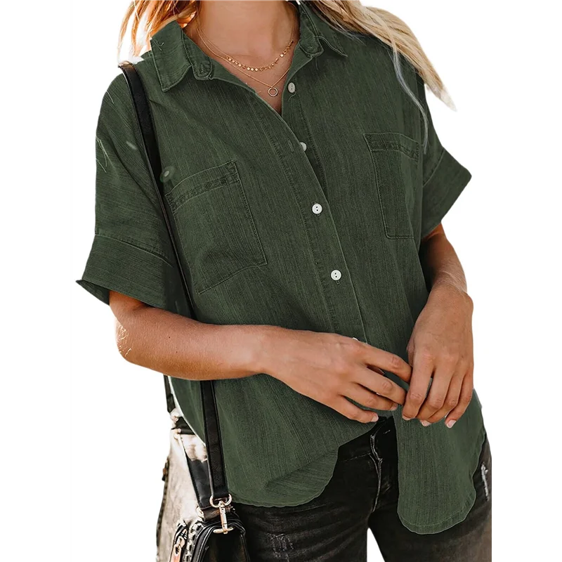 

【Party-Decoration】Womens Button Down Shirts V Neck Loose Casual Shirt