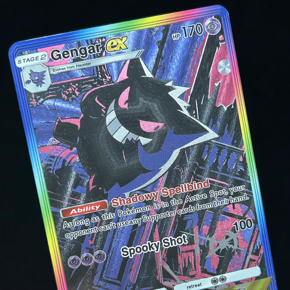 Diy ptcg coleção cartões gengar cartão de energia genética flash grosso colorself madesingle cartão clássico cartão de jogo presente