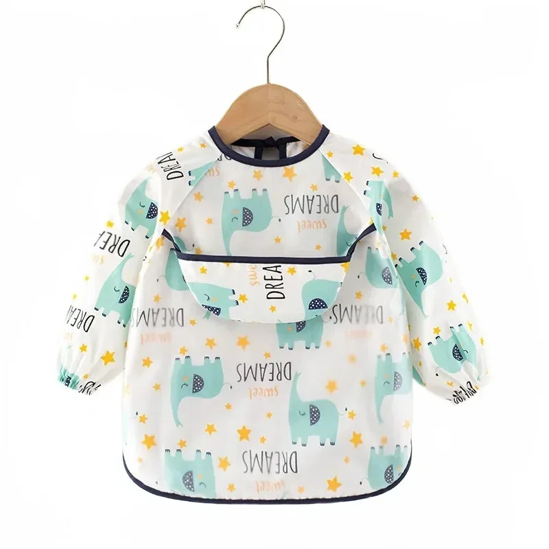 

Baby Bibs Cloth Waterproof Dining Clothes Long Sleeve Apron Children Feeding Smock Burp Reverse Dressing Painting Protect