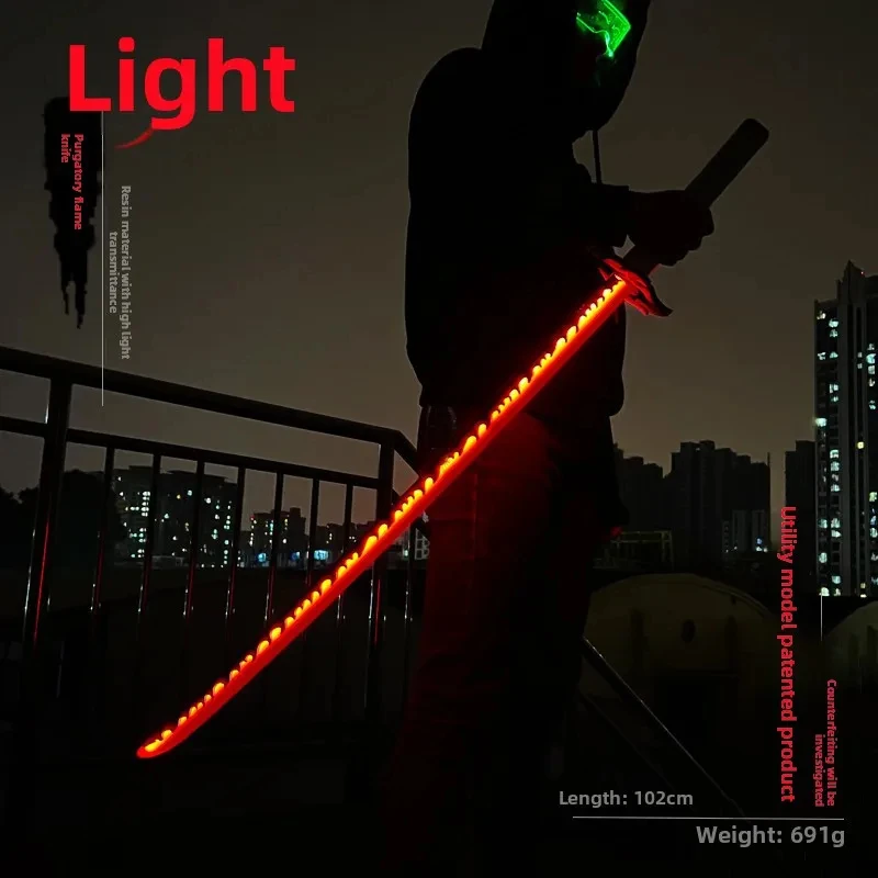 80 cm/31,5 Zoll Cyberpunk Samurai Schwert Katana Spiel Peripheriegeräte Cosplay Waffen Modell Acryl Lichtschwert Party Liefert Leuchtendes Spielzeug