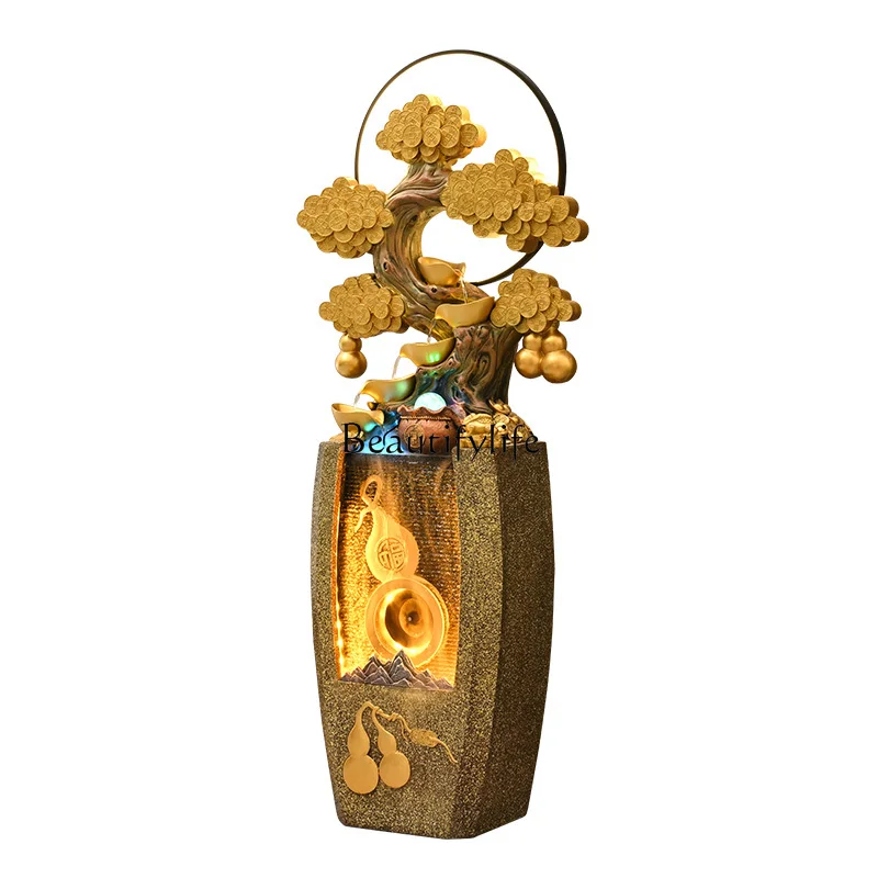 

Feng Shui wheel attracts wealth, circulating water ornaments make a fortune, cash cow landscape TV cabinet store housewarming