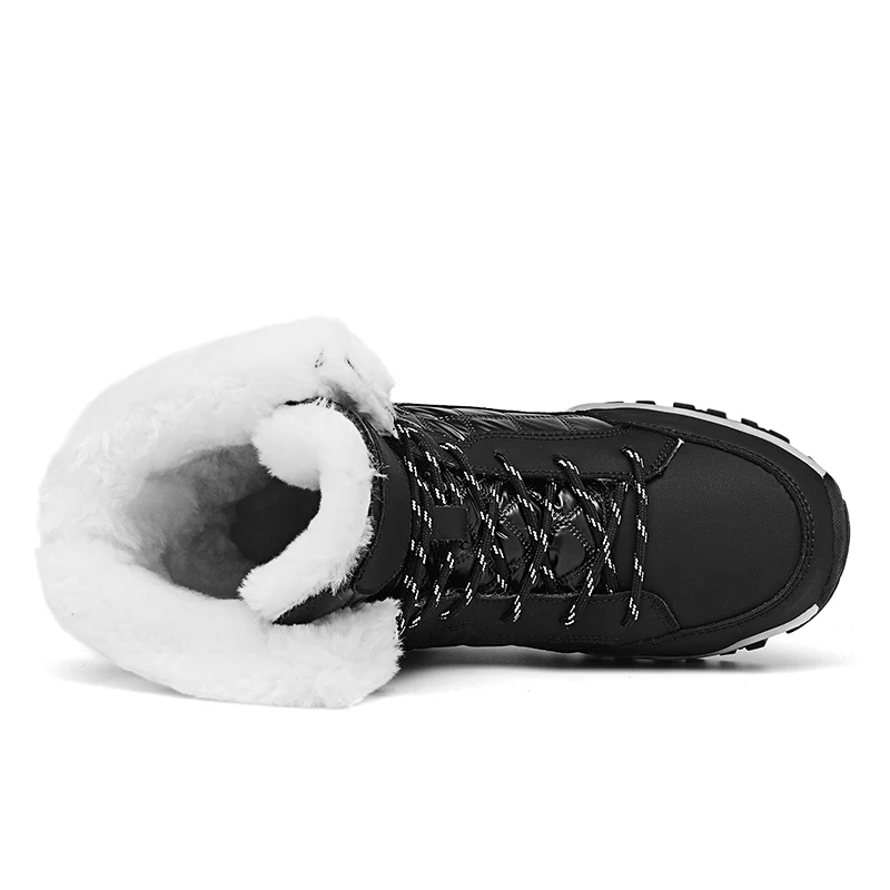 Waterproof and Warm Down fabric Snow Boots Women plush Antiskid Lady Outdoor Ankle Boots big size Mid-Calf Winter Boots Black