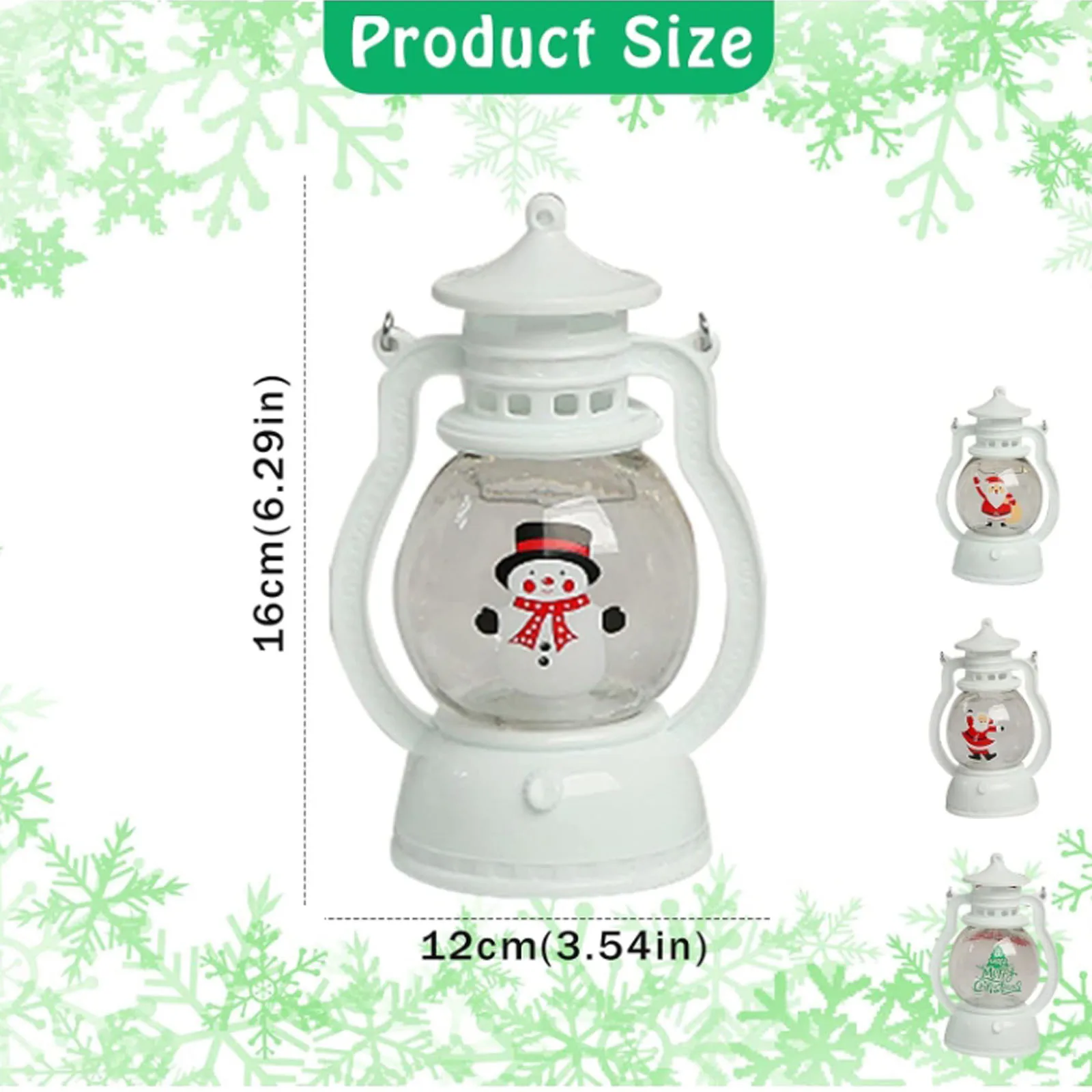 4 Pcs Christmas Lights - Battery Powered Santa Claus, Snowman, Christmas Tree Pattern Lanterns for Decorations, Birthday Parties