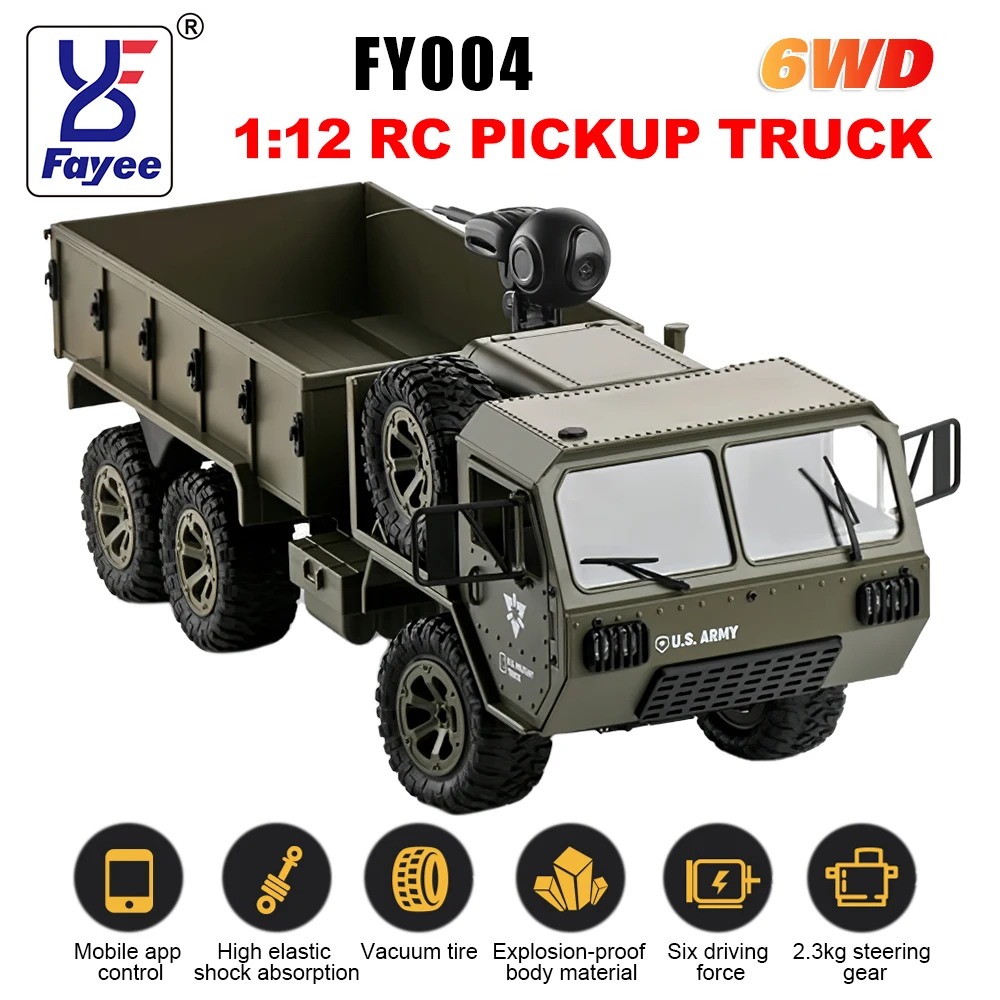 FAYEE FY004 RC Car 2.4G All-Terrain 6WD Off-Road Pickup Truck 70M Distance with HD WIFl 30W Camera APP Control Climbing Vehicle