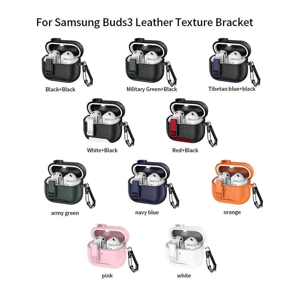 Dermatoglyphic Bracket Case For Samsung Galaxy Buds 3 Pro Case Wireless Earphone Protect Shell For Galaxy Buds 3 Cover With Hook