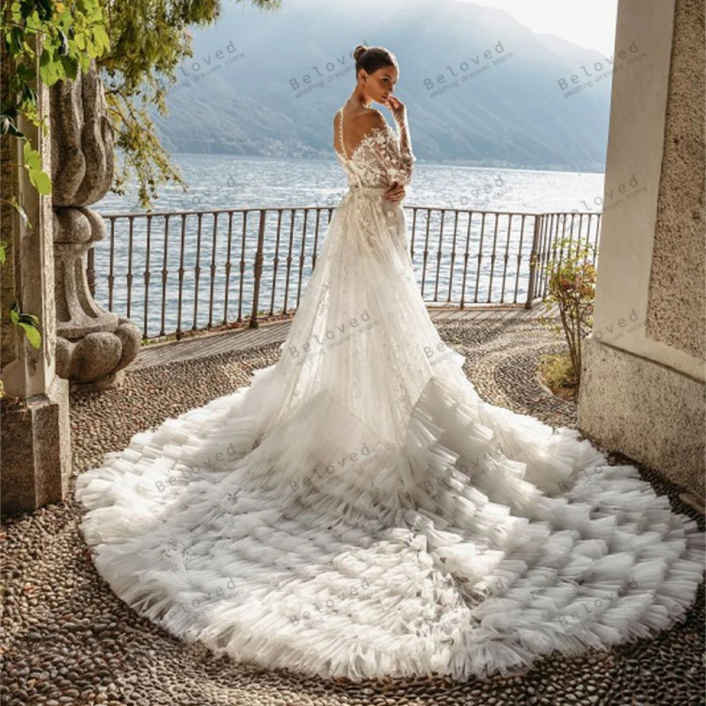 Splendidi abiti da sposa per le donne 2024 bella guaina Appliques di pizzo a sirena Sexy scollo a v profondo Backless Vestidos De Novia