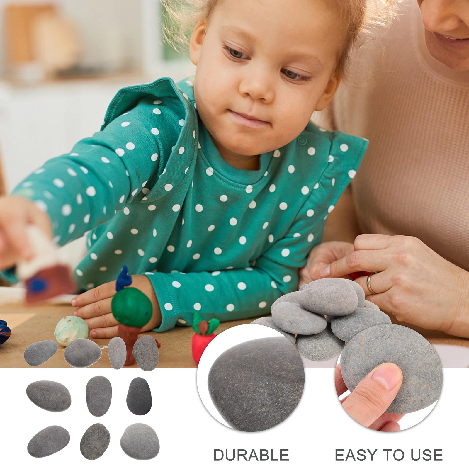 

10pcs Creative Hand Painted Stones Polished Smooth Rocks for Kids 5 7cm Black Easy to Grasp Craft Painting Toys Bedroom