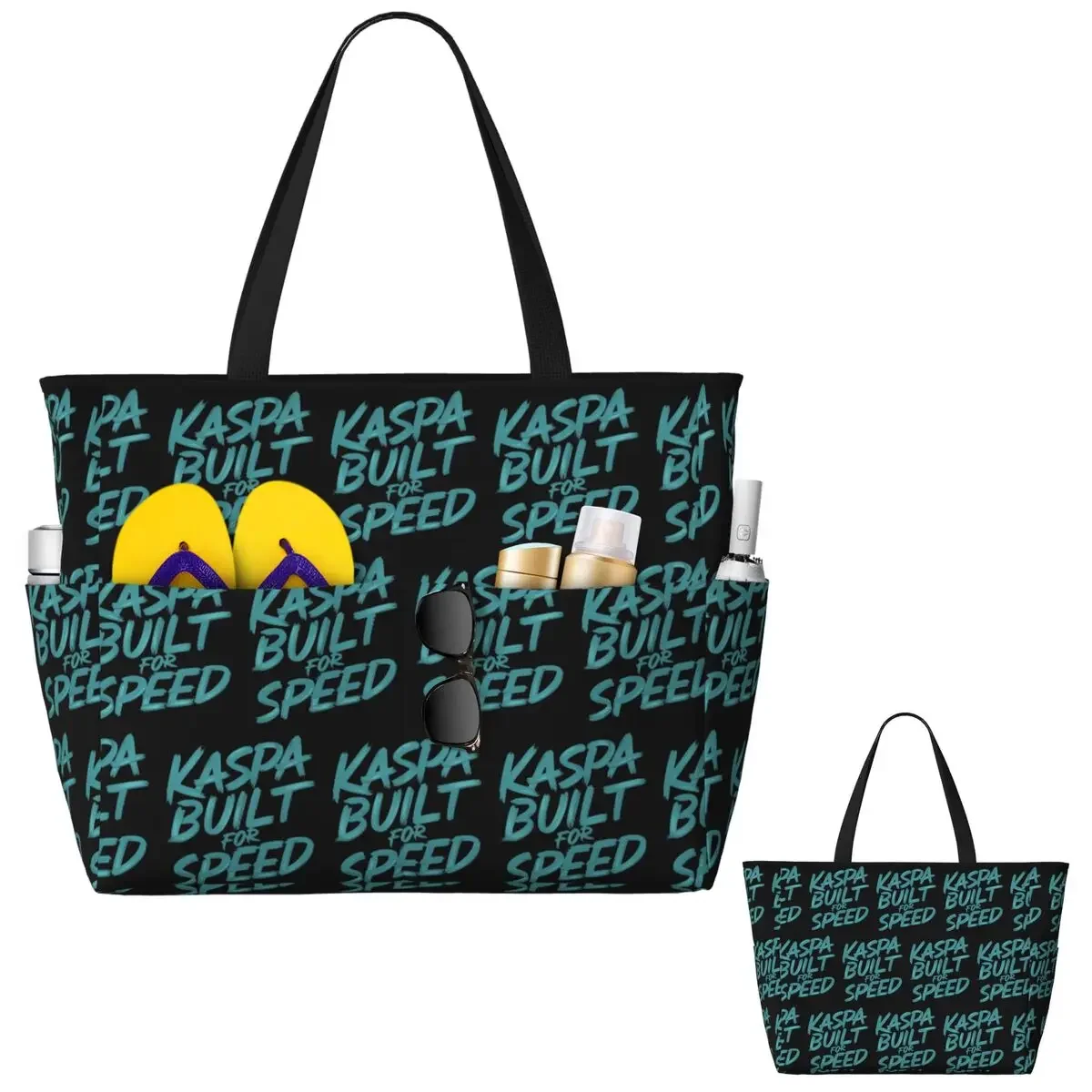 

Kaspa Blockchain Innovative And Secure Beach Tote Bag Sport Gym Yoga Duffle Large Tote Bag Women Travel Bag Fitness bag