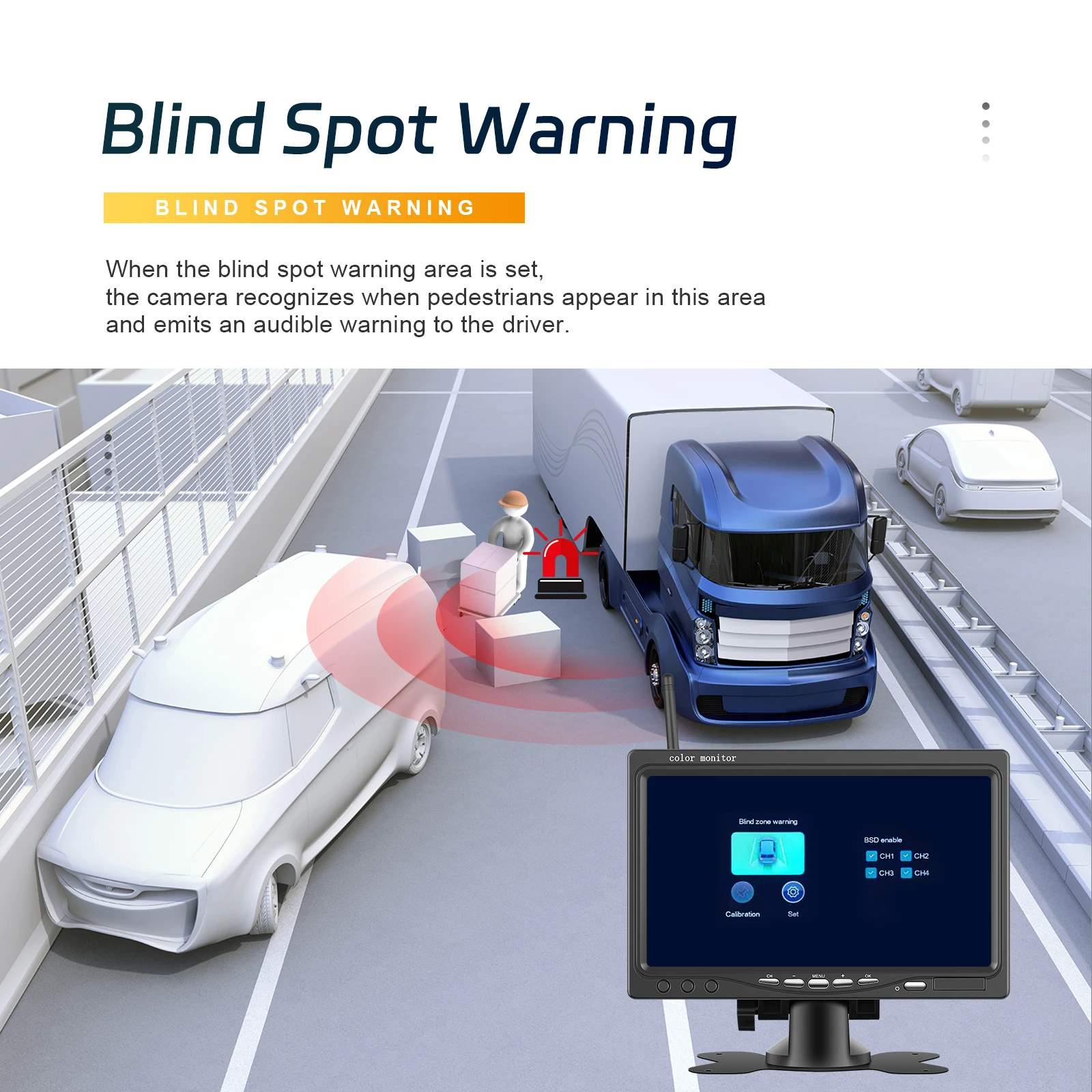 Podofo-كاميرا رؤية احتياطية لاسلكية لوقوف السيارات ، شاشة IPS عالية الدقة 7 بوصة ، وكاميرا رؤية ليلية P ، وكاميرا مقاومة للماء للحافلة والشاحنة ، 2 #6